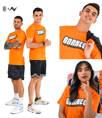 TSHIRT BORNEO TYPOGRAPH ORANGE