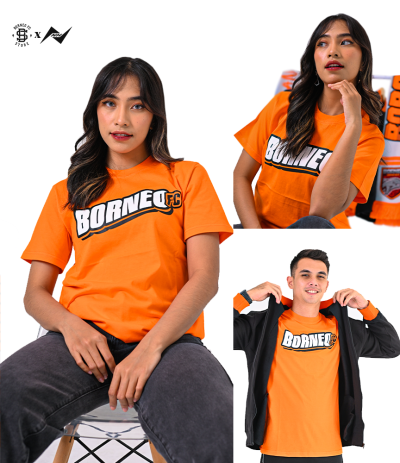 TSHIRT BORNEO TYPOGRAPH ORANGE
